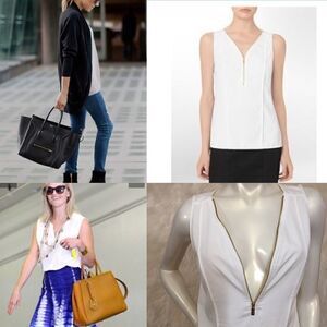 Calvin Klein Gold Zipper V Neck Tank